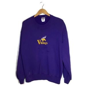 Vtg. 90s Minnesota Vikings L/XL Crewneck Sweatshirt Jerzees Purple Embroidered
